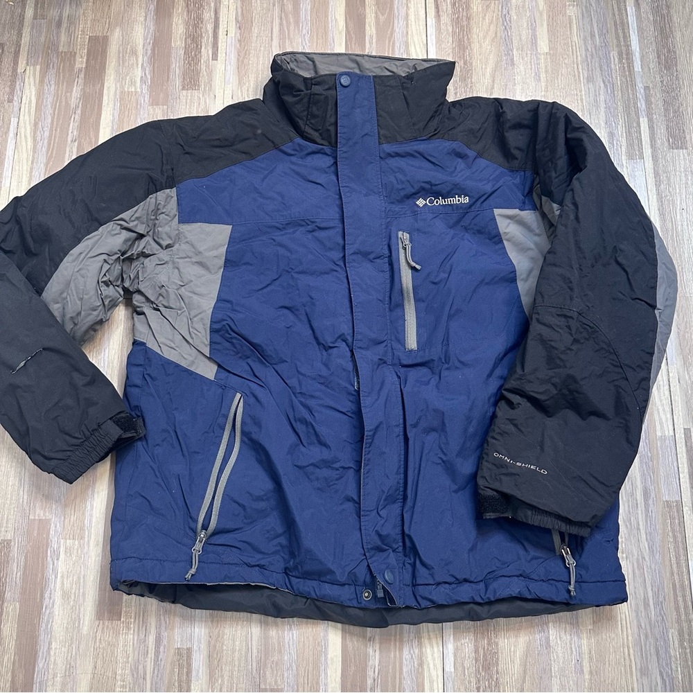 Columbia Omni-Shield Insulated Waterproof Coat in Navy/Black/Gray Men’s XL - Picture 1 of 12